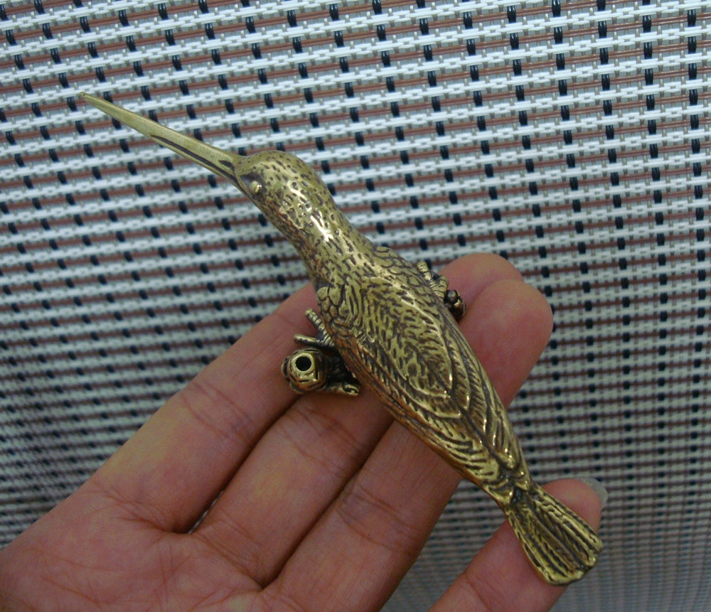 Solid Brass Kingfisher Bird Figurine Vintage Syle Statue for Home Decor
