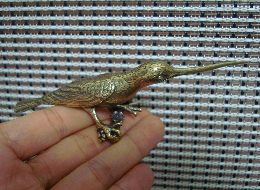 Solid Brass Kingfisher Bird Figurine Vintage Syle Statue for Home Decor