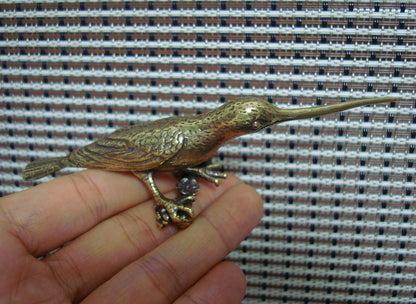 Solid Brass Kingfisher Bird Figurine Vintage Syle Statue for Home Decor
