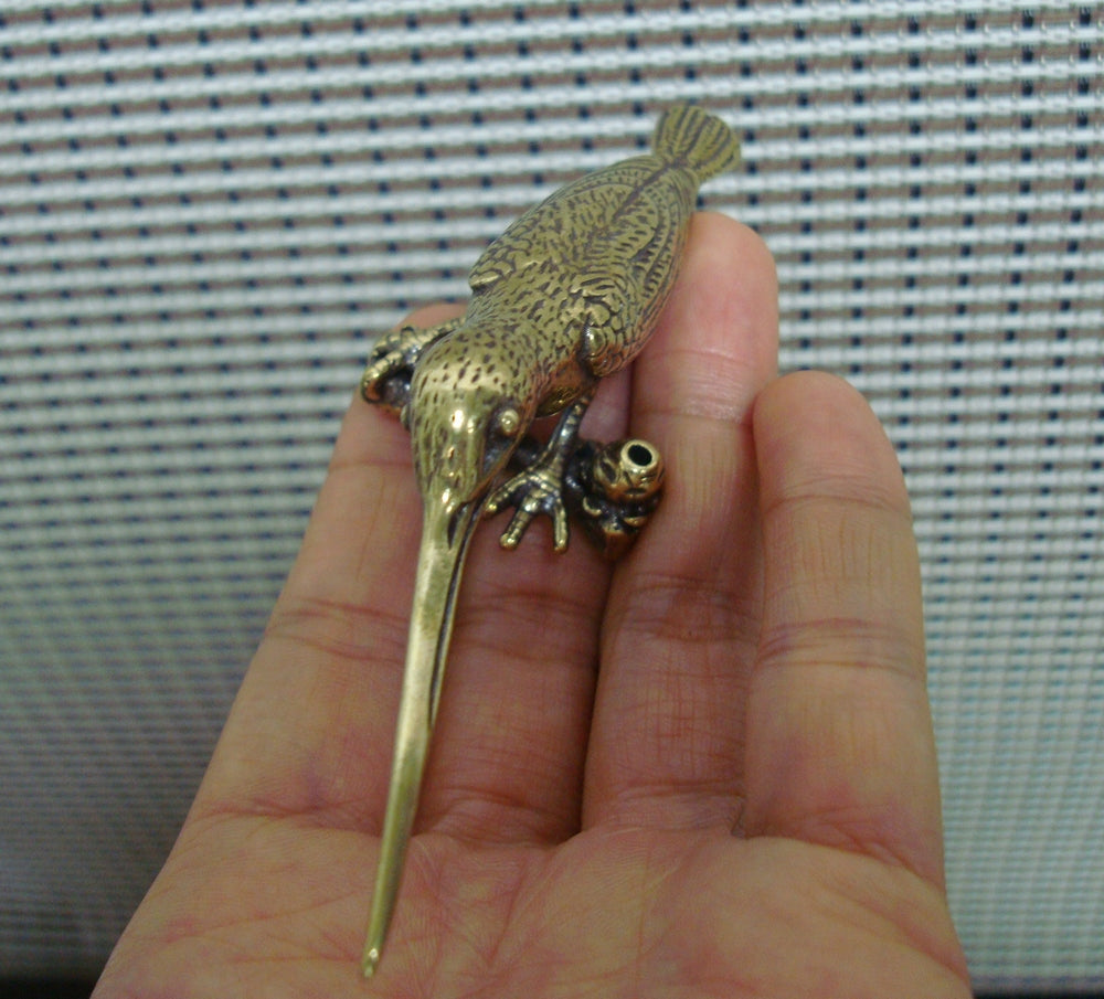 Solid Brass Kingfisher Bird Figurine Vintage Syle Statue for Home Decor