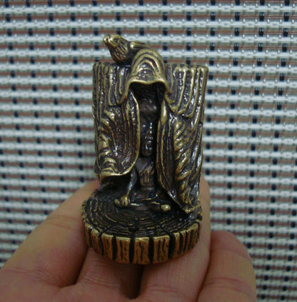 Retro Solid Brass Buddha and Bird Statue Incense Stick Holder for Home Decor