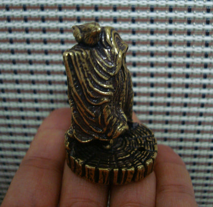 Retro Solid Brass Buddha and Bird Statue Incense Stick Holder for Home Decor