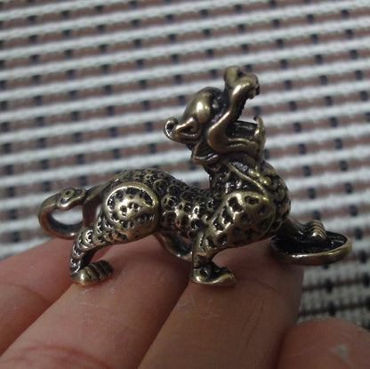 Vintage Brass Wealth Pixiu Figurine Animal Statue Ornament
