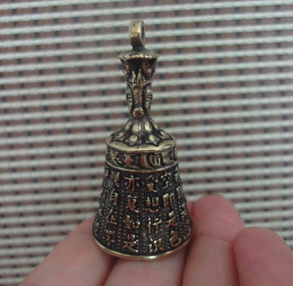 Brass Sacred Heart Sutra Bell Pendant Vintage Ornament