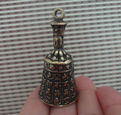 Brass Sacred Heart Sutra Bell Pendant Vintage Ornament