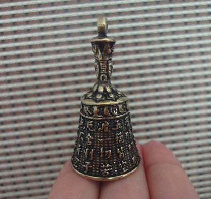 Brass Sacred Heart Sutra Bell Pendant Vintage Ornament