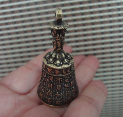 Brass Sacred Heart Sutra Bell Pendant Vintage Ornament