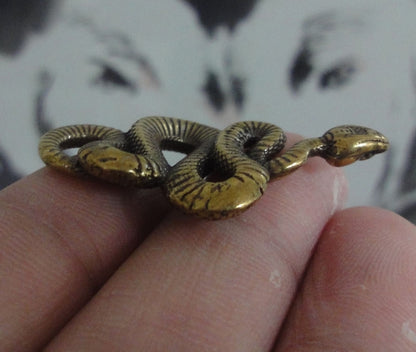 Vintage Style Solid Brass Small Zodiac Snake Figurine Statue for Home Decor