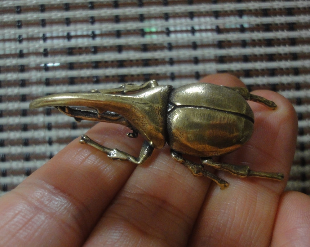 Solid Brass Rhinoceros Beetle Figurine Statue for Home Garden Decor