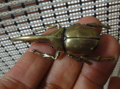 Solid Brass Rhinoceros Beetle Figurine Statue for Home Garden Decor