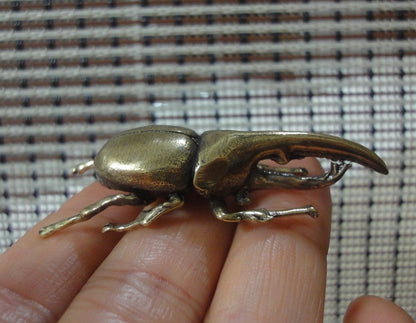 Solid Brass Rhinoceros Beetle Figurine Statue for Home Garden Decor