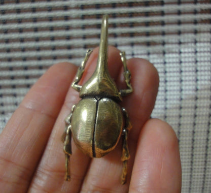 Solid Brass Rhinoceros Beetle Figurine Statue for Home Garden Decor