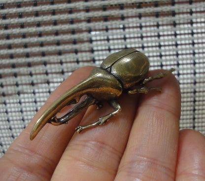 Solid Brass Rhinoceros Beetle Figurine Statue for Home Garden Decor