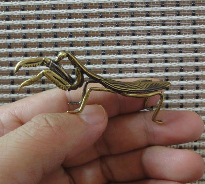 Vintage Style Solid Brass Copper Mantis Insect Statue Home Ornament Figurine