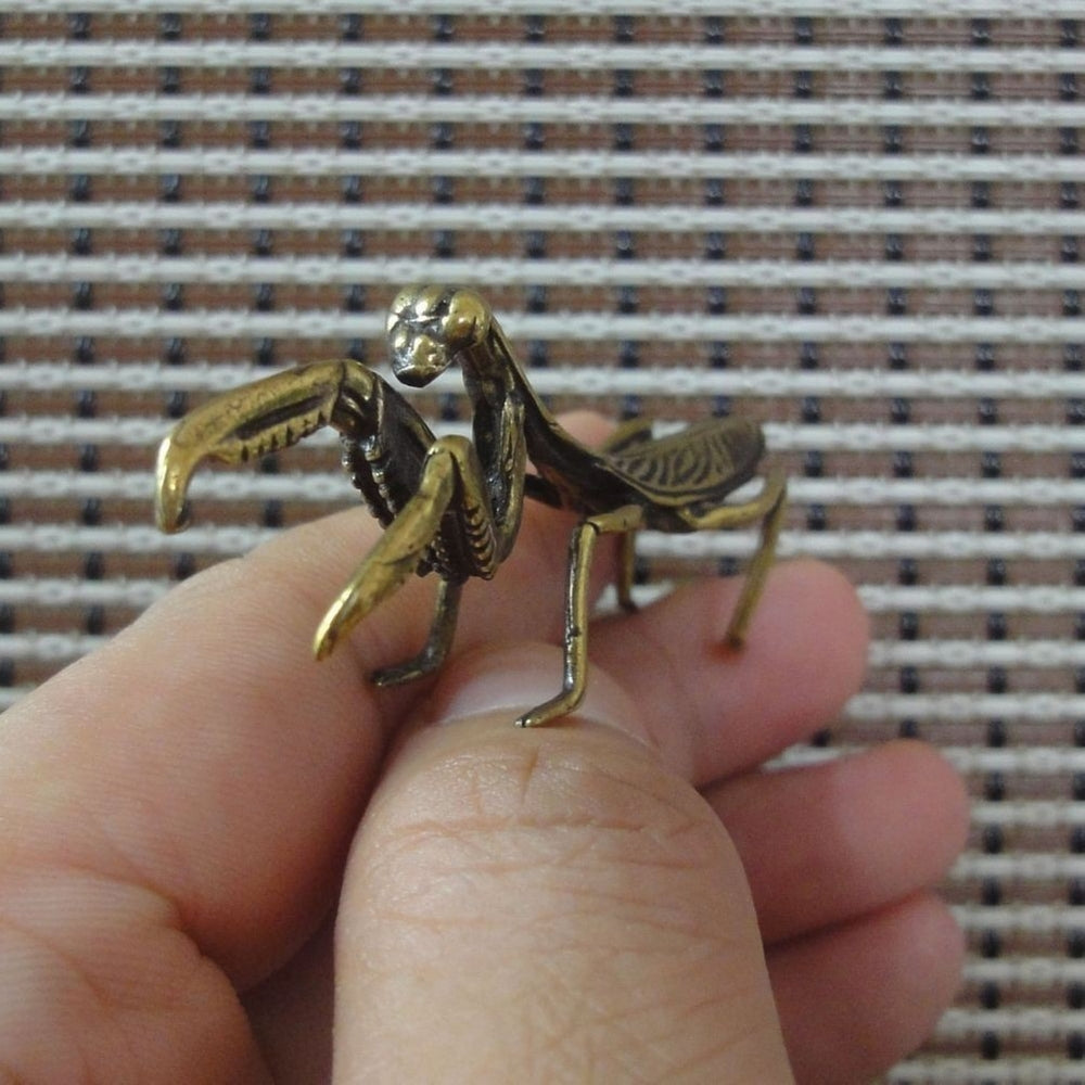 Vintage Style Solid Brass Copper Mantis Insect Statue Home Ornament Figurine