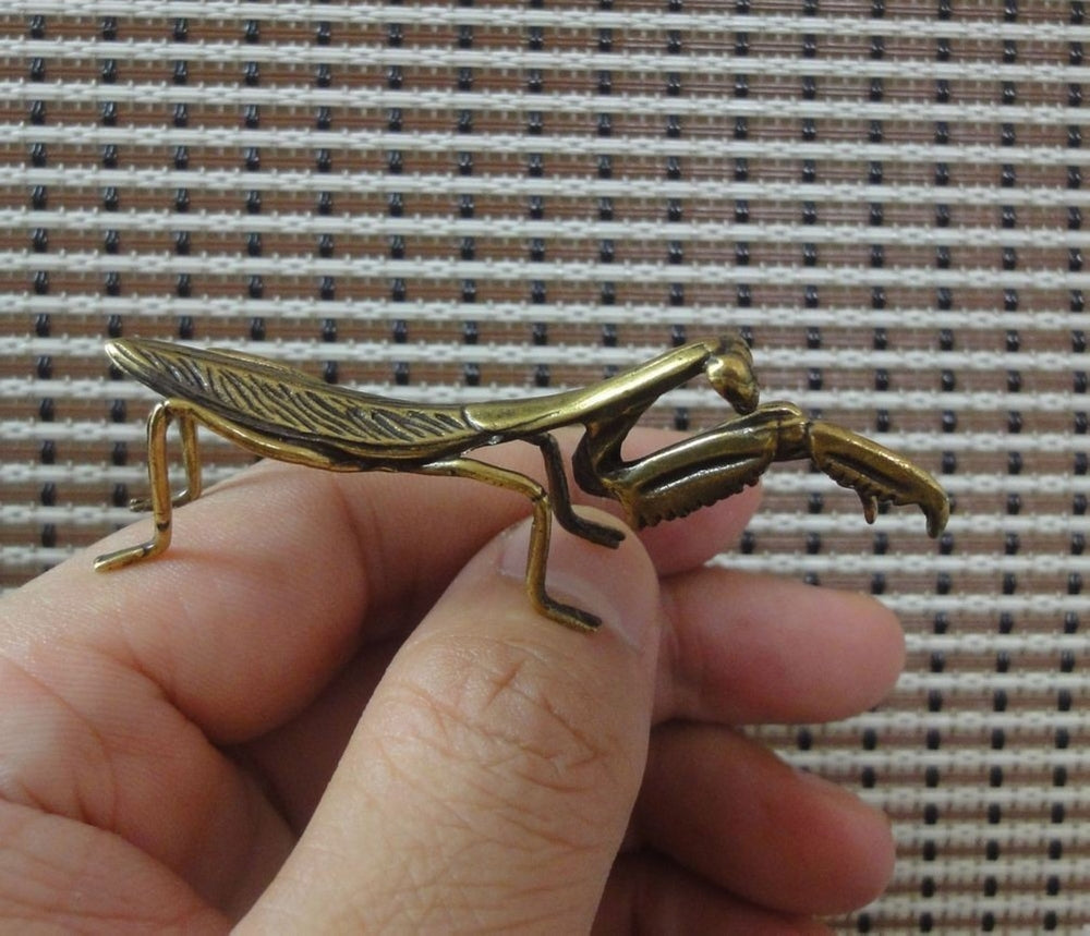 Vintage Style Solid Brass Copper Mantis Insect Statue Home Ornament Figurine