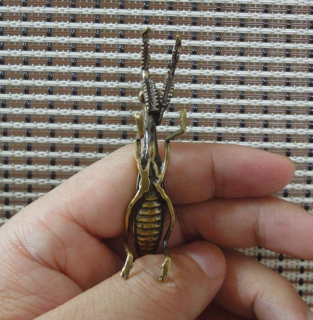 Vintage Style Solid Brass Copper Mantis Insect Statue Home Ornament Figurine