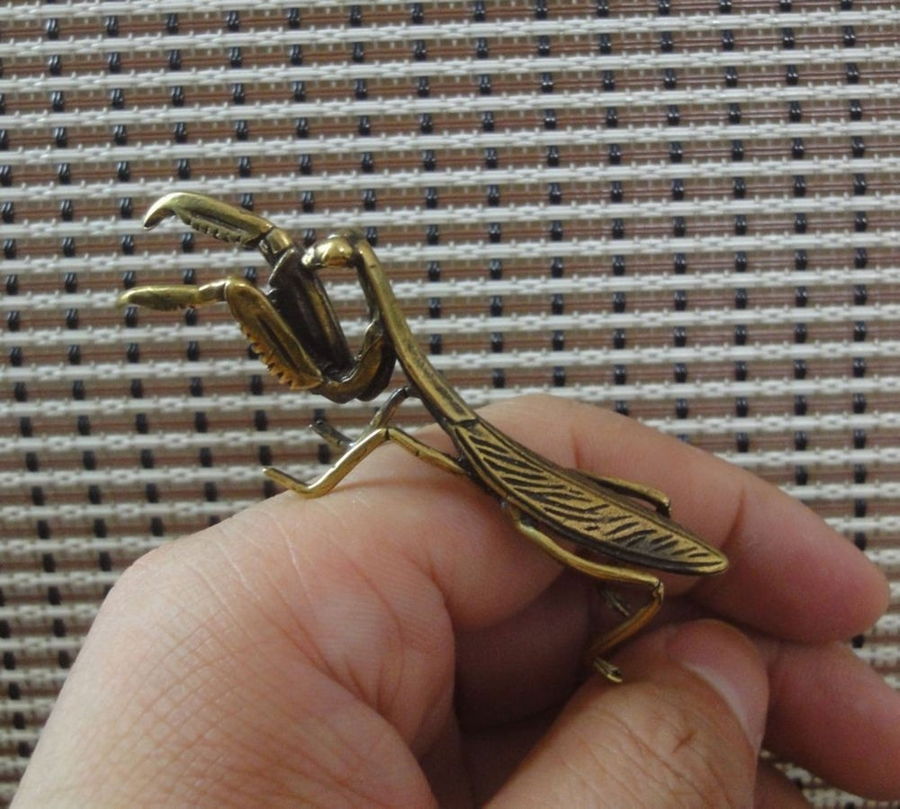 Vintage Style Solid Brass Copper Mantis Insect Statue Home Ornament Figurine