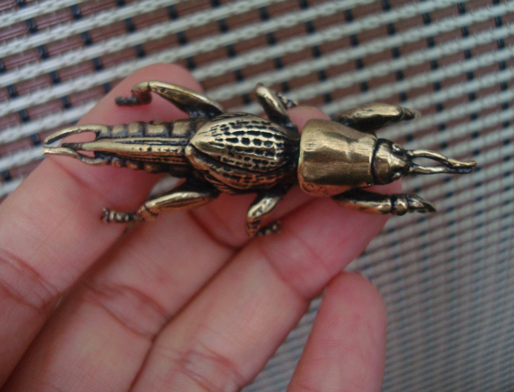 Solid Brass Prosperity Cricket Figurine Vintage Ornament for Home Decor