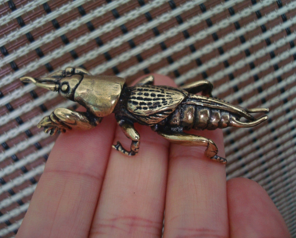 Solid Brass Prosperity Cricket Figurine Vintage Ornament for Home Decor