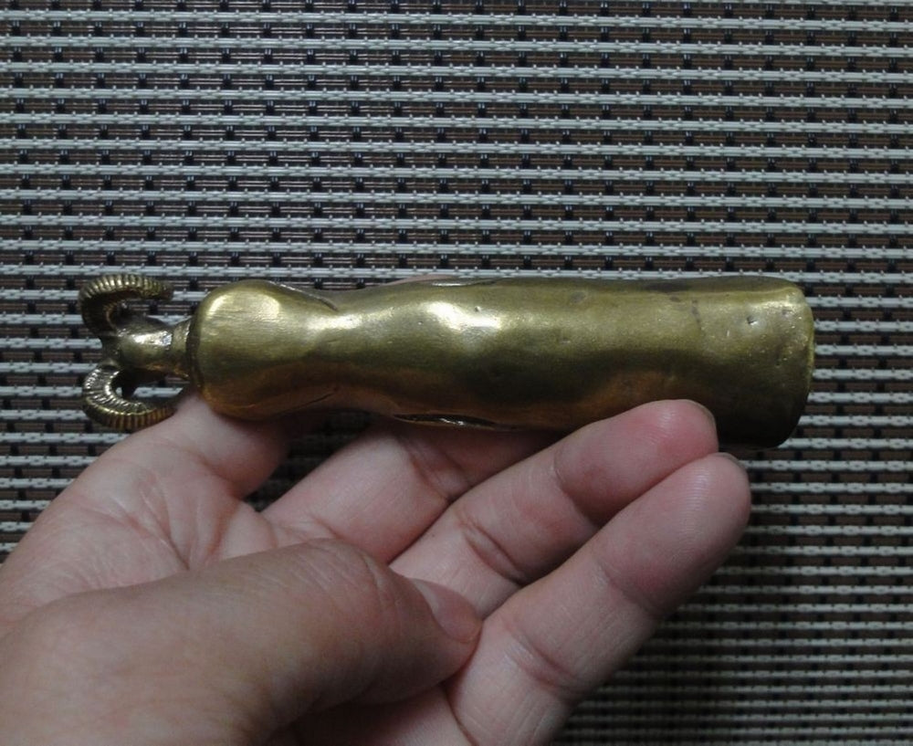 Solid Brass Copper Goat Head Statue Teaspoon Tool Vintage Style