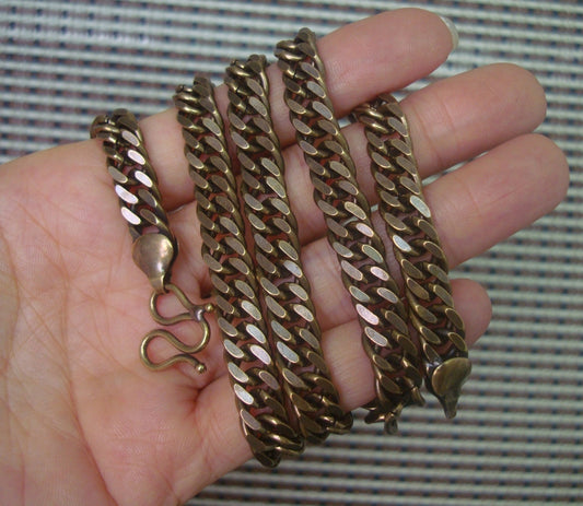 Vintage Brass Cuban Link Bracelet Necklace 61.5cm Length