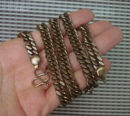 Vintage Brass Cuban Link Bracelet Necklace 61.5cm Length