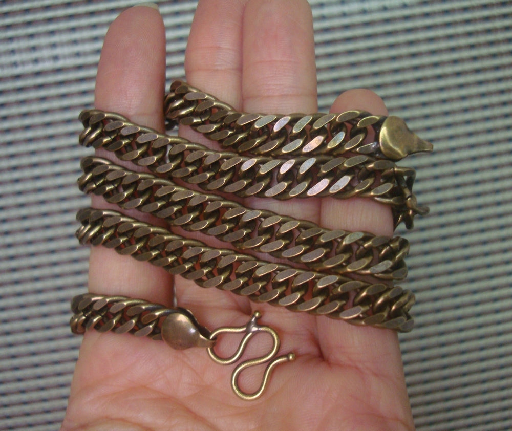 Vintage Brass Cuban Link Bracelet Necklace 61.5cm Length