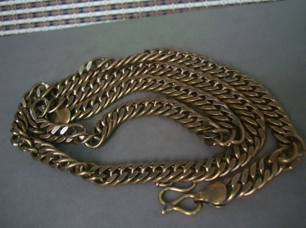 Vintage Brass Cuban Link Bracelet Necklace 61.5cm Length