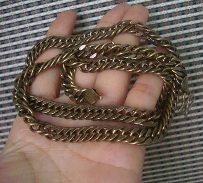 Vintage Brass Cuban Link Bracelet Necklace 61.5cm Length