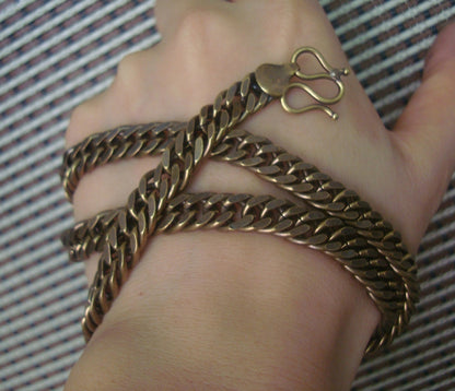 Vintage Brass Cuban Link Bracelet Necklace 61.5cm Length