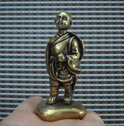 Solid Brass Young Monk Figurine Vintage Ornament