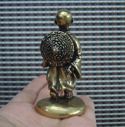 Solid Brass Young Monk Figurine Vintage Ornament
