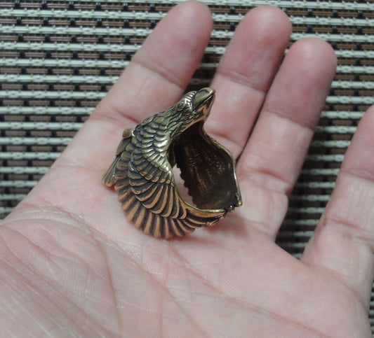 Vintage Style Brass Eagle Adjustable Open Ring (US size 10)