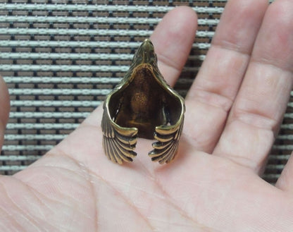 Vintage Style Brass Eagle Adjustable Open Ring (US size 10)