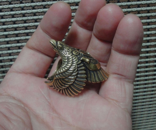 Vintage Style Brass Eagle Adjustable Open Ring (US size 10)