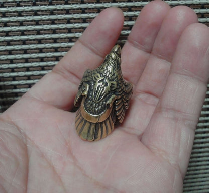 Vintage Style Brass Eagle Adjustable Open Ring (US size 10)