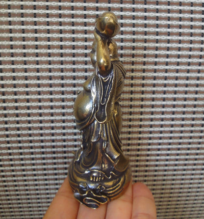 Solid Brass Wealth Maitreya Buddha Figurine Vintage "FengShui" Statue