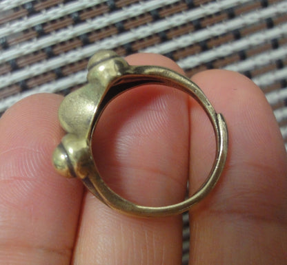 Vintage Style Brass Toad Ring - Adjustable Frog Ring (US size 6-8)