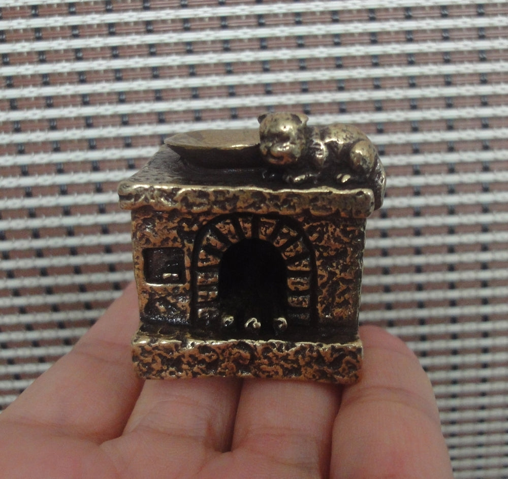 Vintage Brass Whimsical Stove Statue Incense Holder