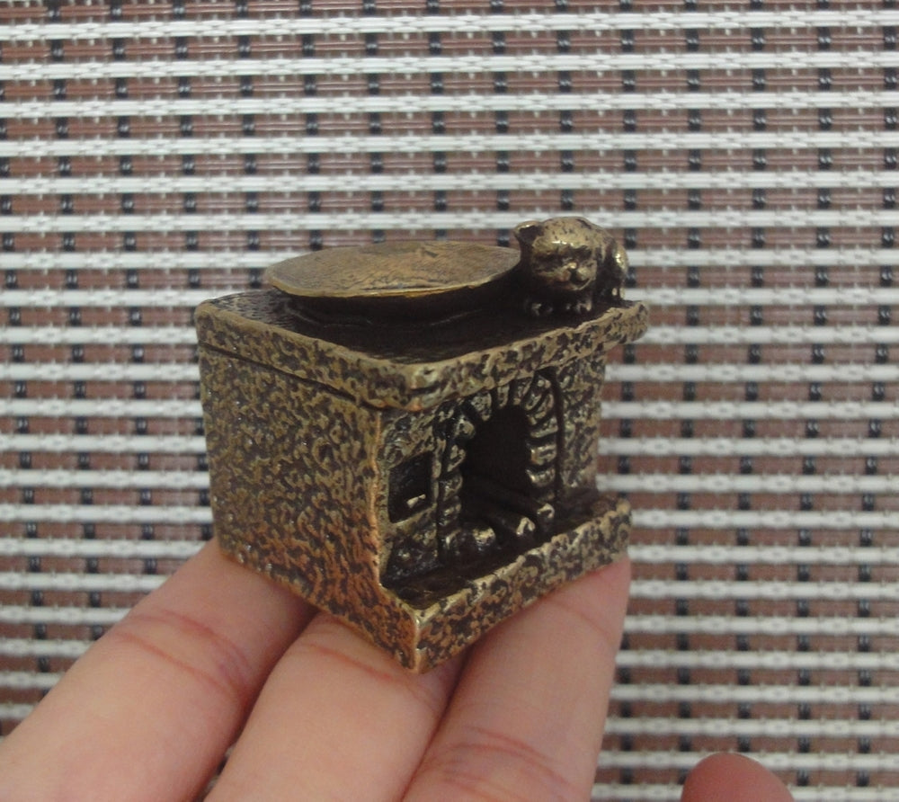 Vintage Brass Whimsical Stove Statue Incense Holder