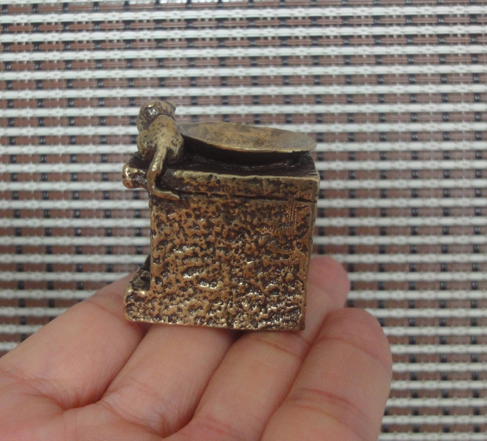 Vintage Brass Whimsical Stove Statue Incense Holder