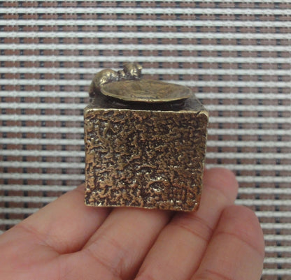 Vintage Brass Whimsical Stove Statue Incense Holder