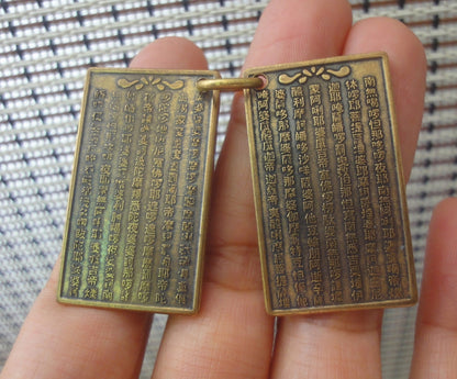 Vintage Brass Great Compassion Mantra Book Pendant
