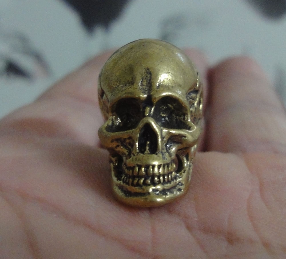 Solid Brass Cool Skull Statue Pendant Vintage Style Sculpture