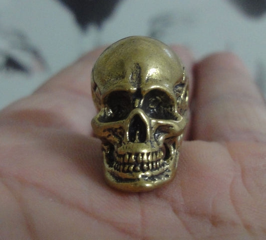 Solid Brass Cool Skull Statue Pendant Vintage Style Sculpture