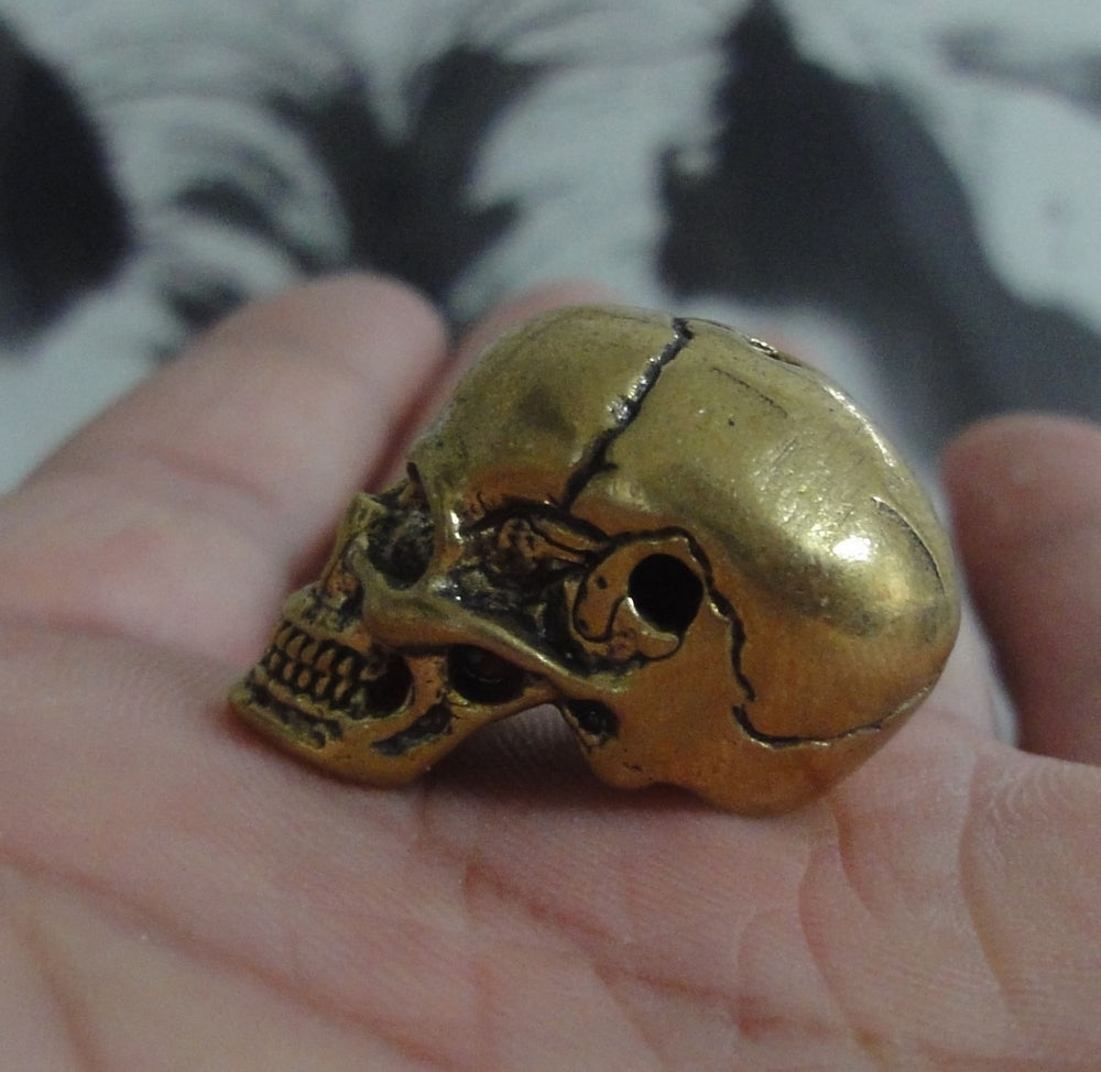 Solid Brass Cool Skull Statue Pendant Vintage Style Sculpture