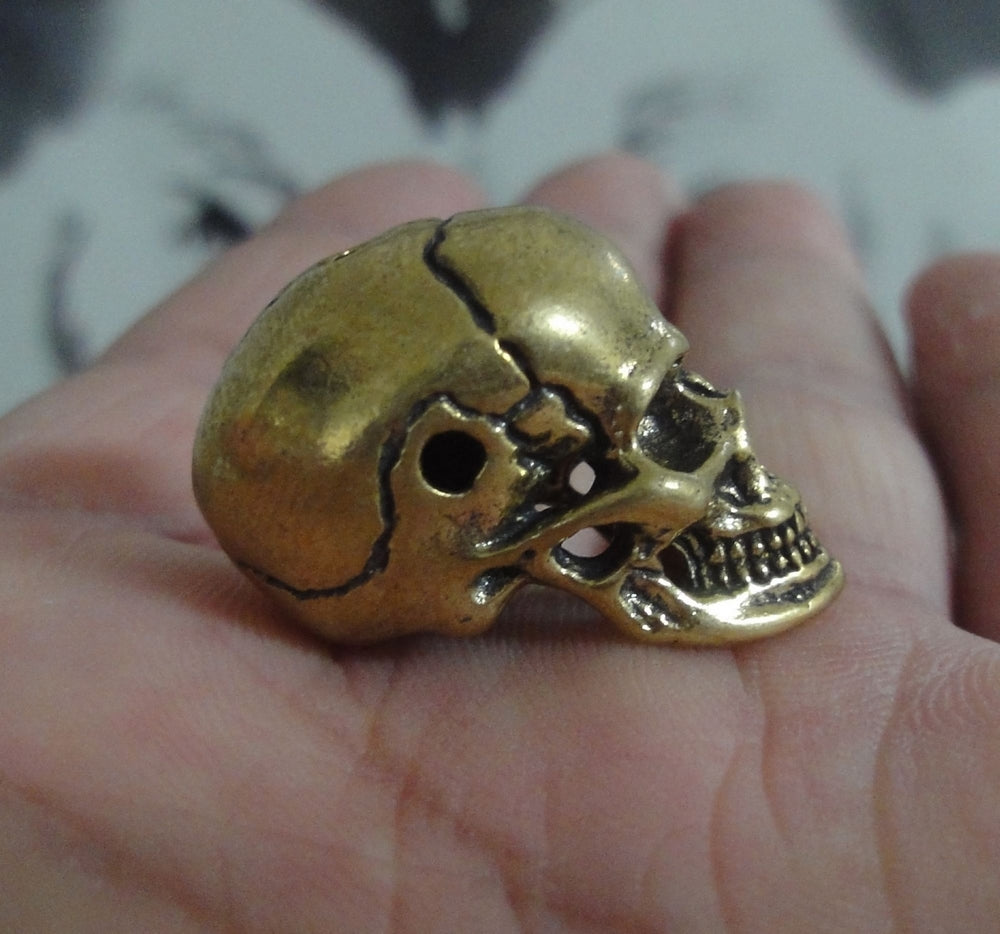 Solid Brass Cool Skull Statue Pendant Vintage Style Sculpture
