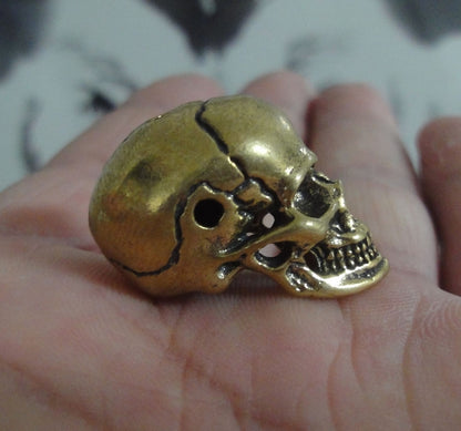 Solid Brass Cool Skull Statue Pendant Vintage Style Sculpture