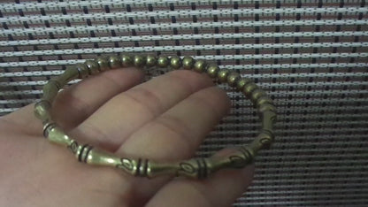 Retro Large Solid Brass Bamboo Joint with Beads Women Bangle-65MM